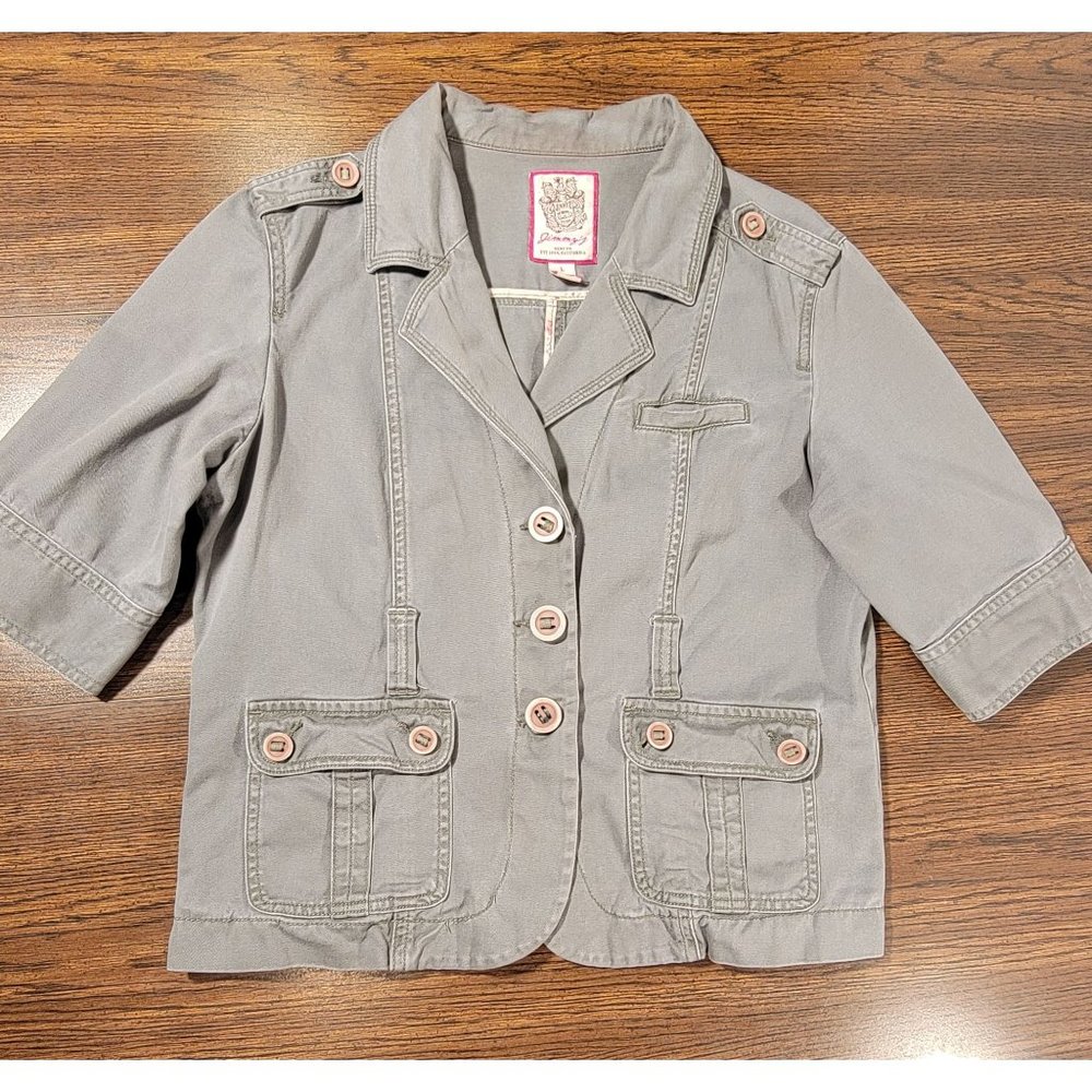 Jimmy Z Olive Green Cotton Jacket, 3/4 Sleeve, Size Large